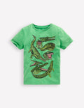 T-shirt graphique délavé vintage-Crocodiles vert aloé vera
