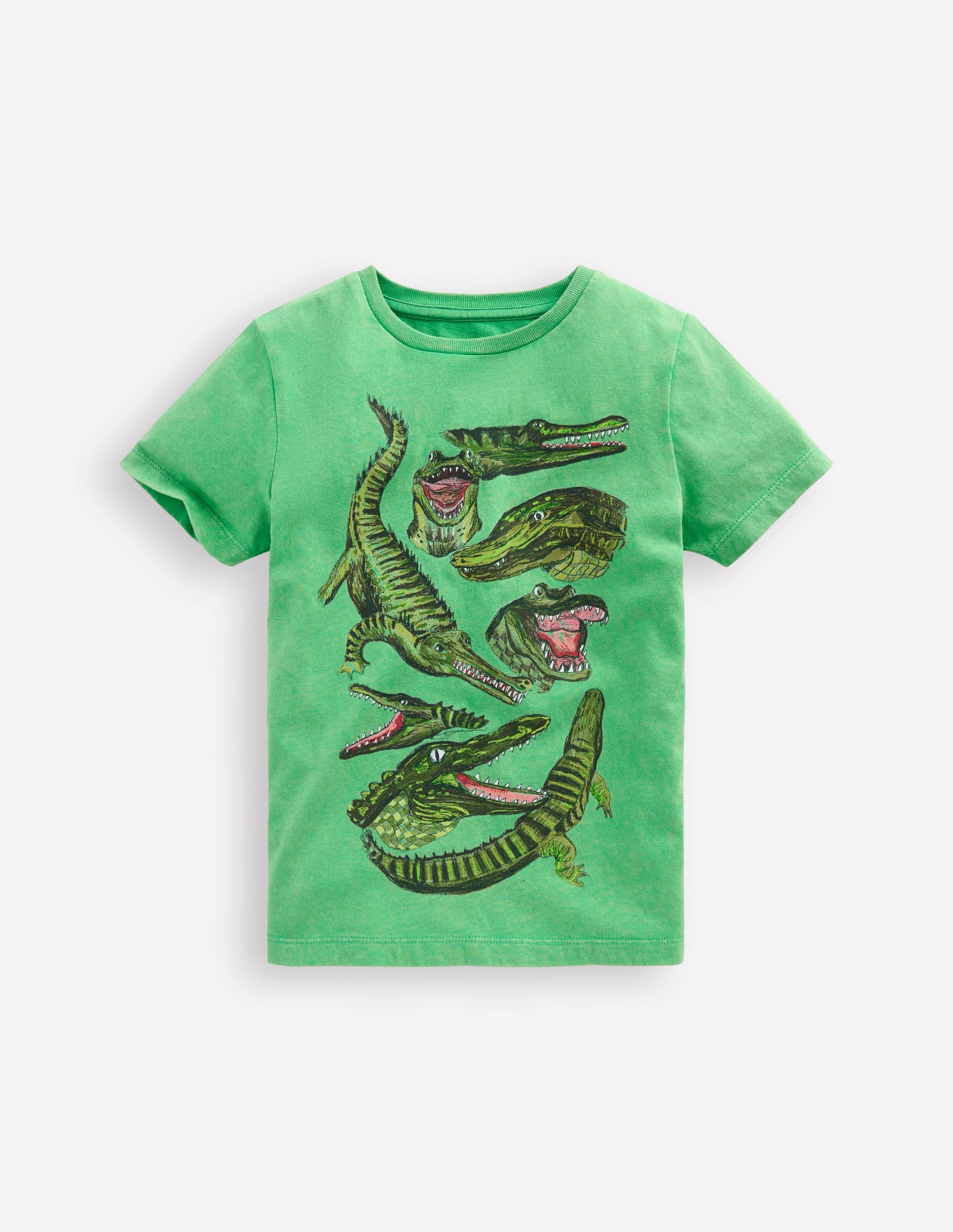 T-Shirt mit Vintage-Waschung und Grafik-Aloe-Grün Krokodile - Image 1