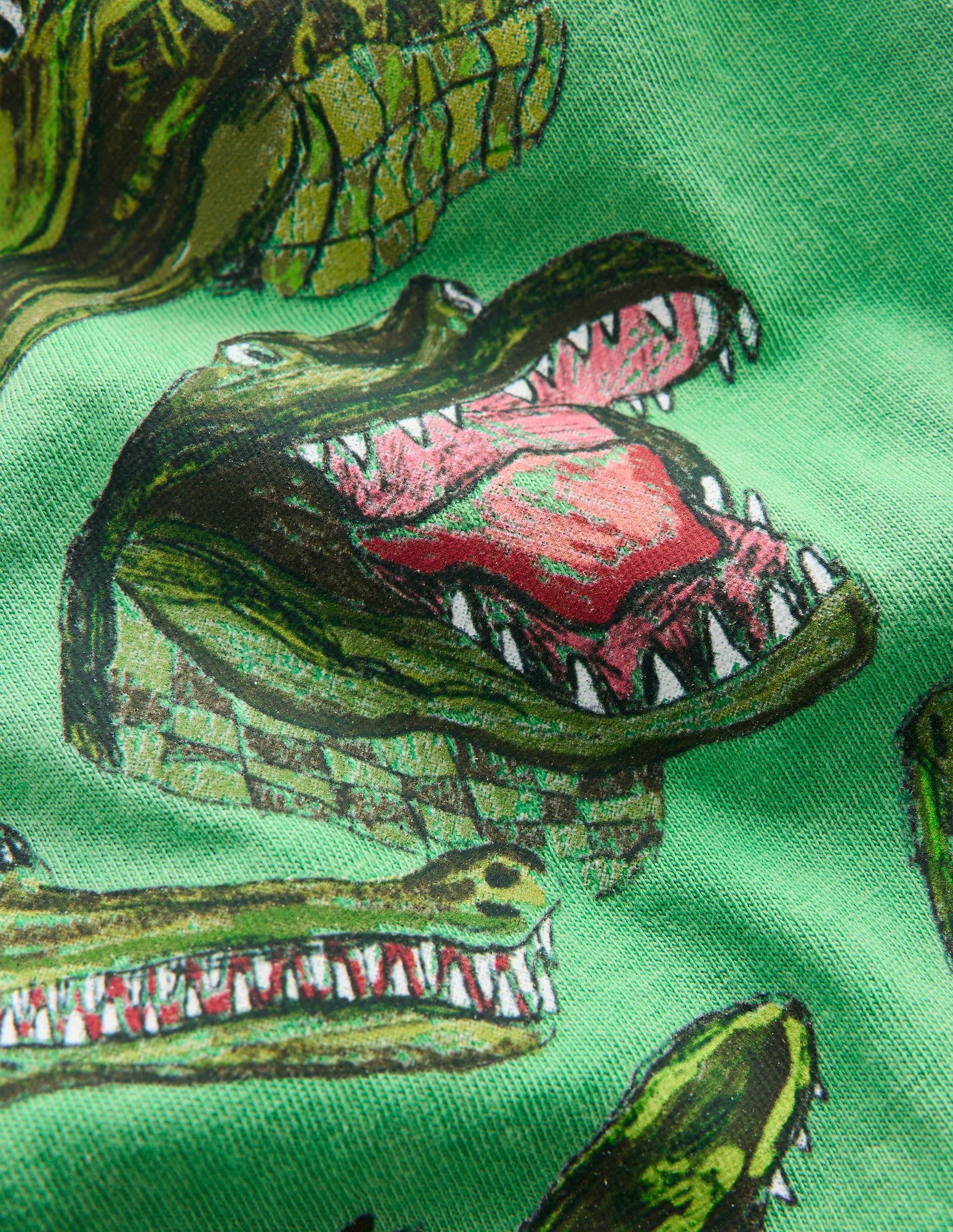 T-Shirt mit Vintage-Waschung und Grafik-Aloe-Grün Krokodile - Image 3