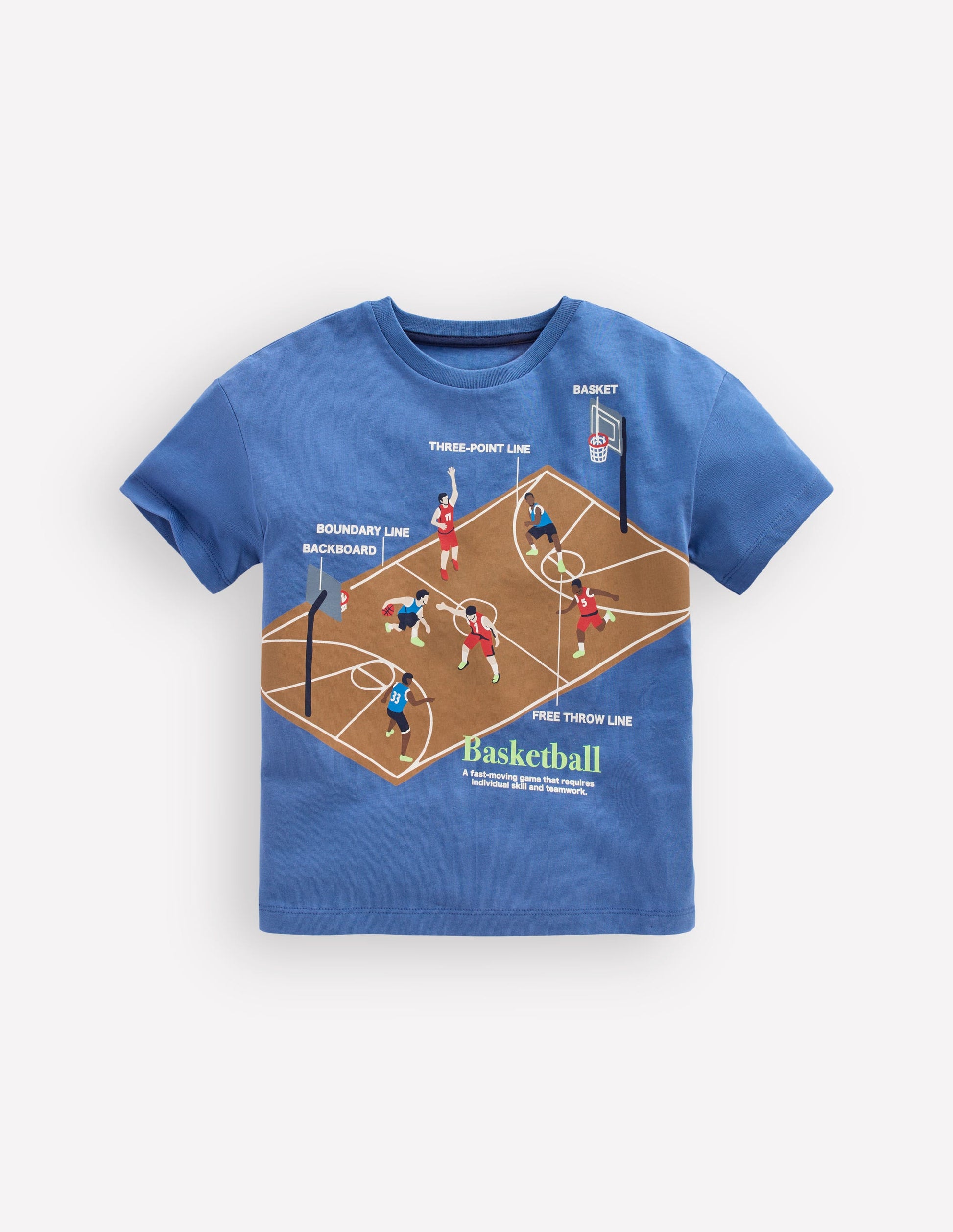 Lockeres T-Shirt mit Sportgrafik-Blauhäher Basketball-1