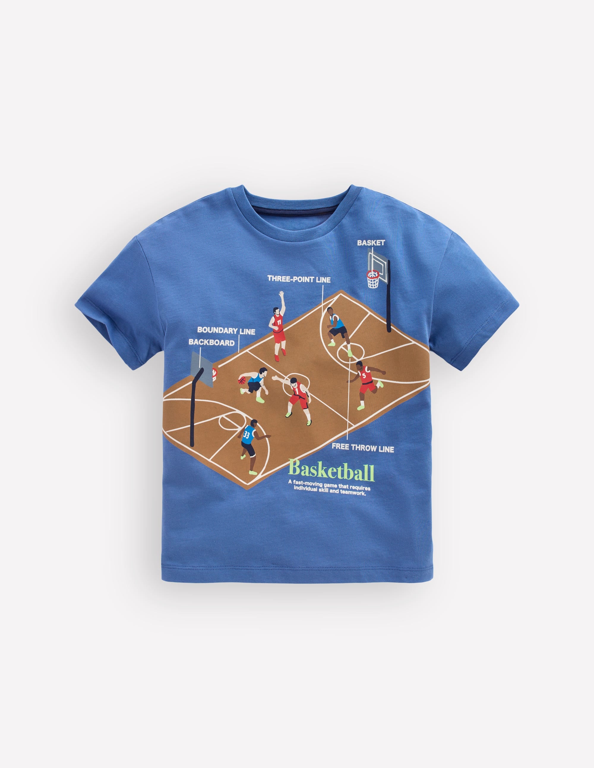 T-shirt décontracté à motif sportif-Basket geai bleu - Image 1