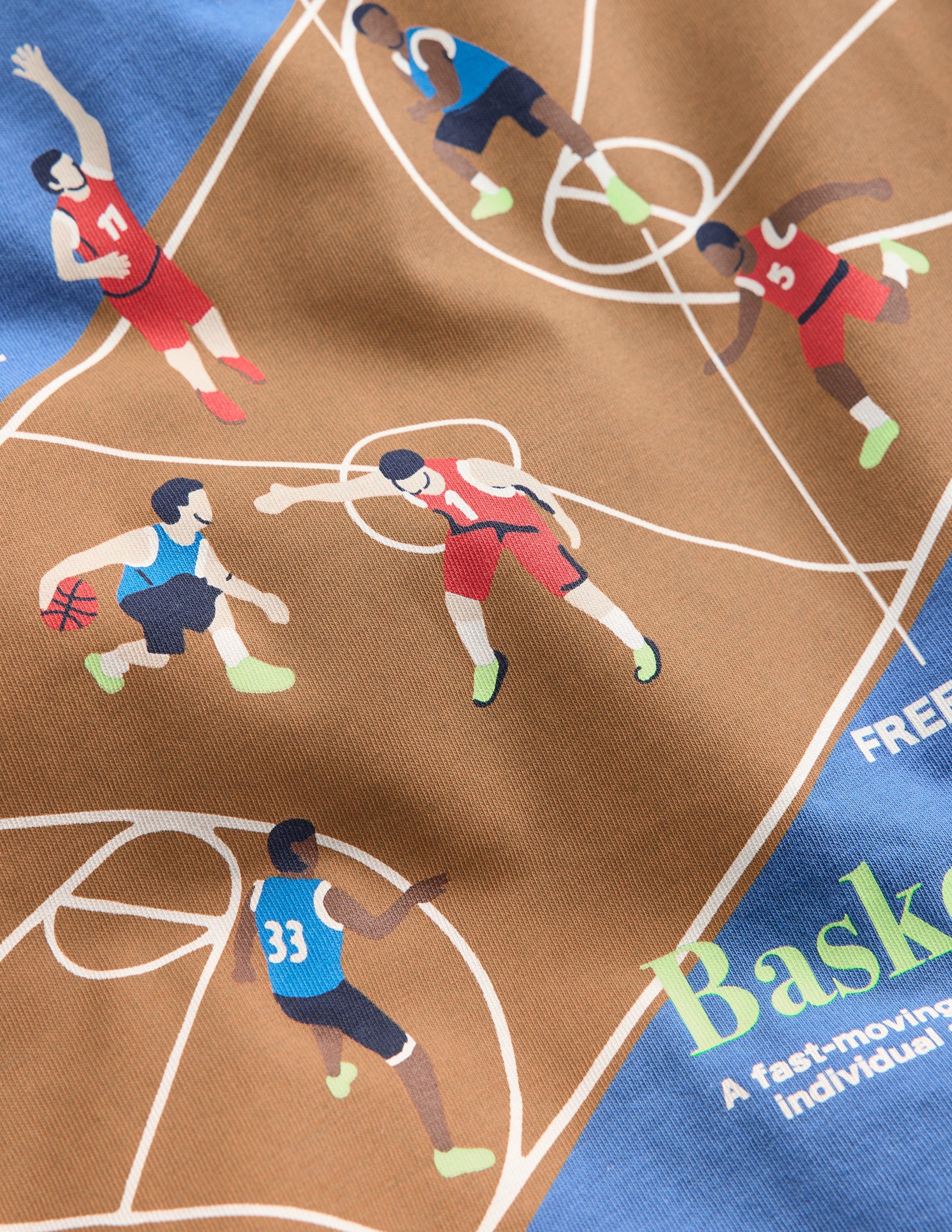 Lockeres T-Shirt mit Sportgrafik-Blauhäher Basketball-3