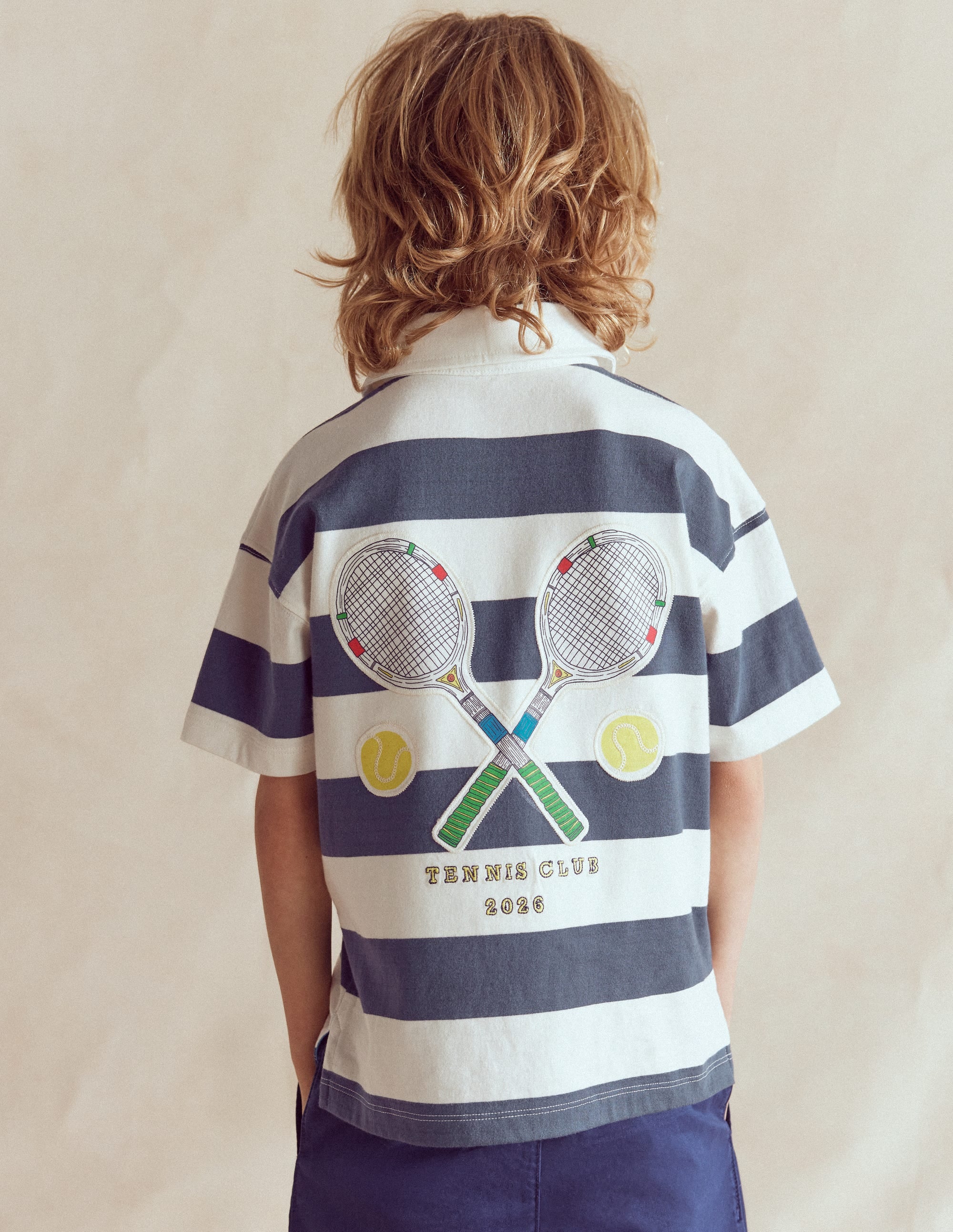Lockeres Polohemd mit Applikation-Roboterblau Tennis - Image 2