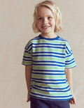 T-shirt rayé texturé-Ivoire doux/bleu/vert