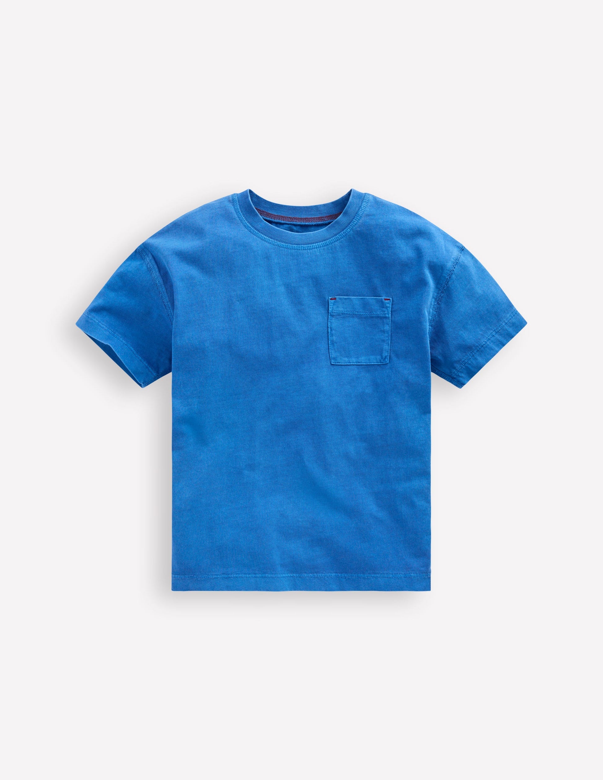 Stückgefärbtes, lockeres T-Shirt-Blau-1