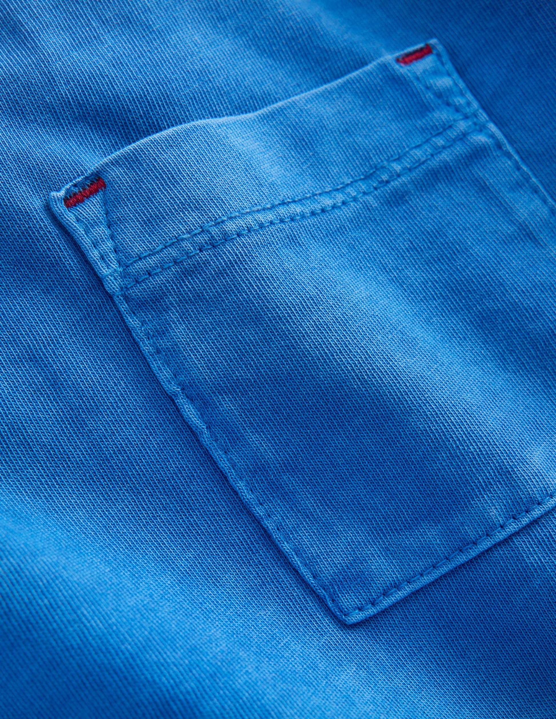 Stückgefärbtes, lockeres T-Shirt-Blau-3