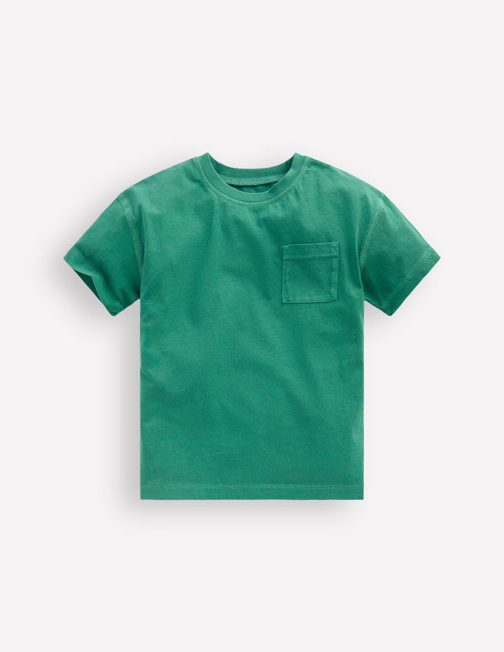 T-shirt décontracté teint en pièce-Vert éphémère