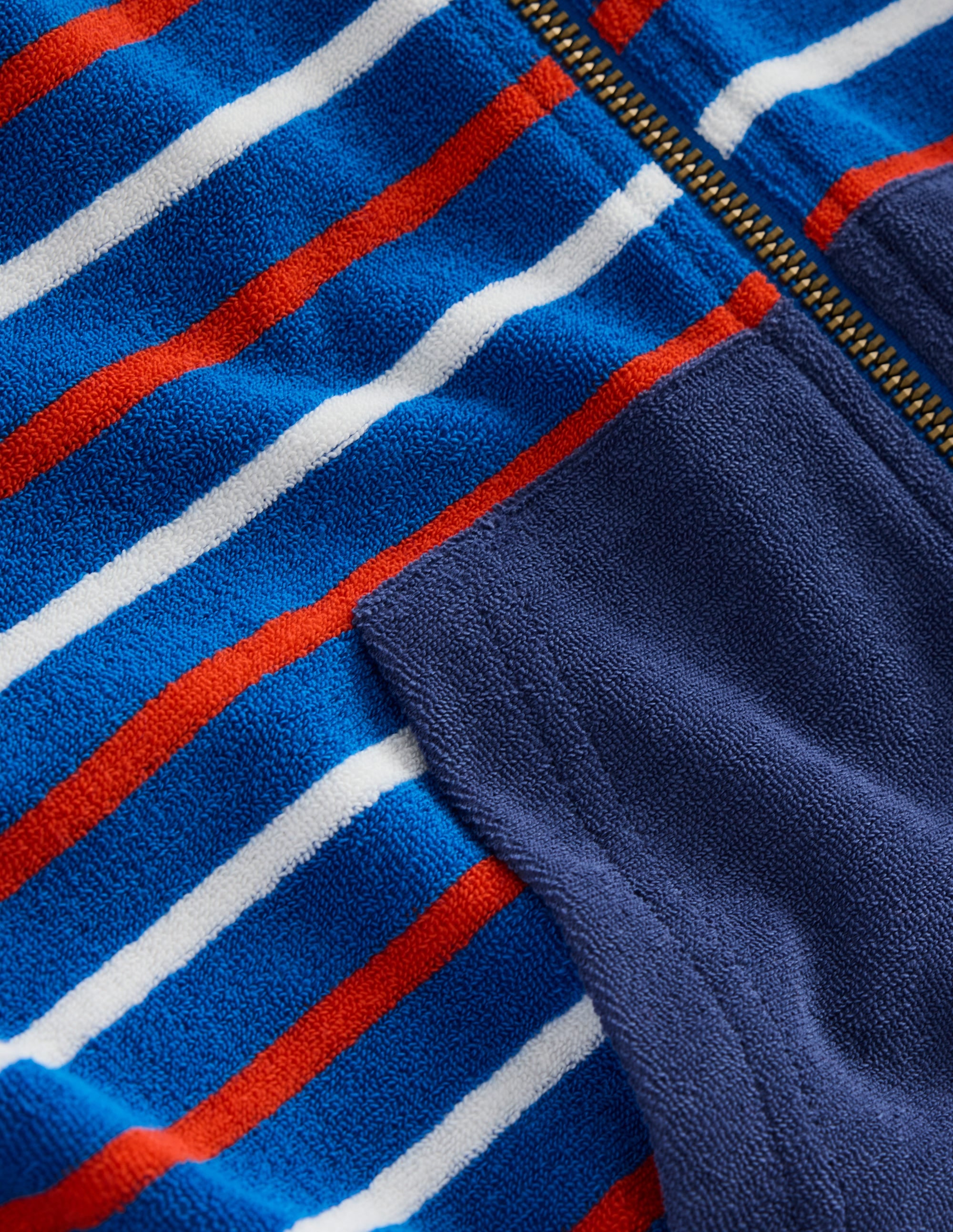 Sweat à capuche zippé en éponge-Bleu Rayé Multicolore - Image 3