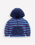 Sweat à capuche zippé en éponge-Bleu Rayé Multicolore