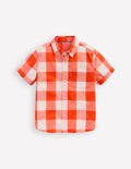 Chemise vichy en coton-Seersucker orange