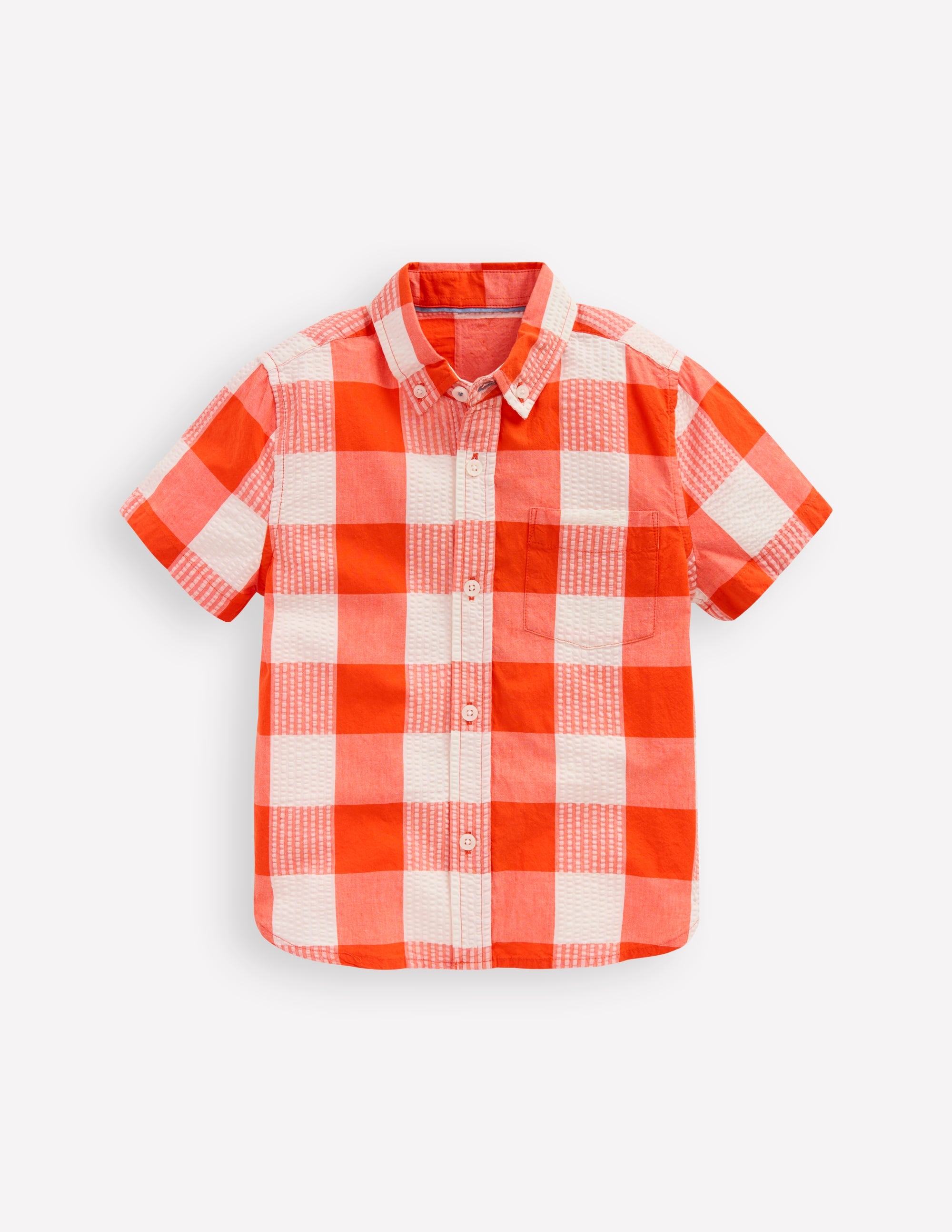 Chemise vichy en coton-Seersucker orange - Image 1