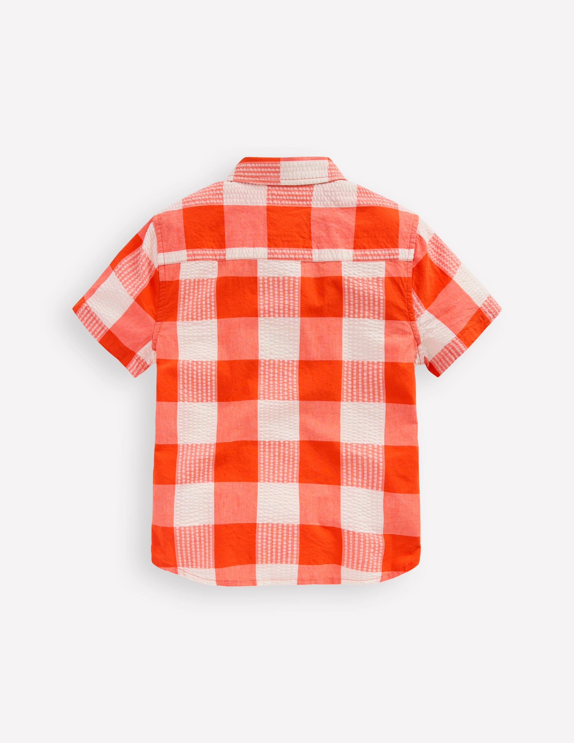 Chemise vichy en coton-Seersucker orange - Image 2