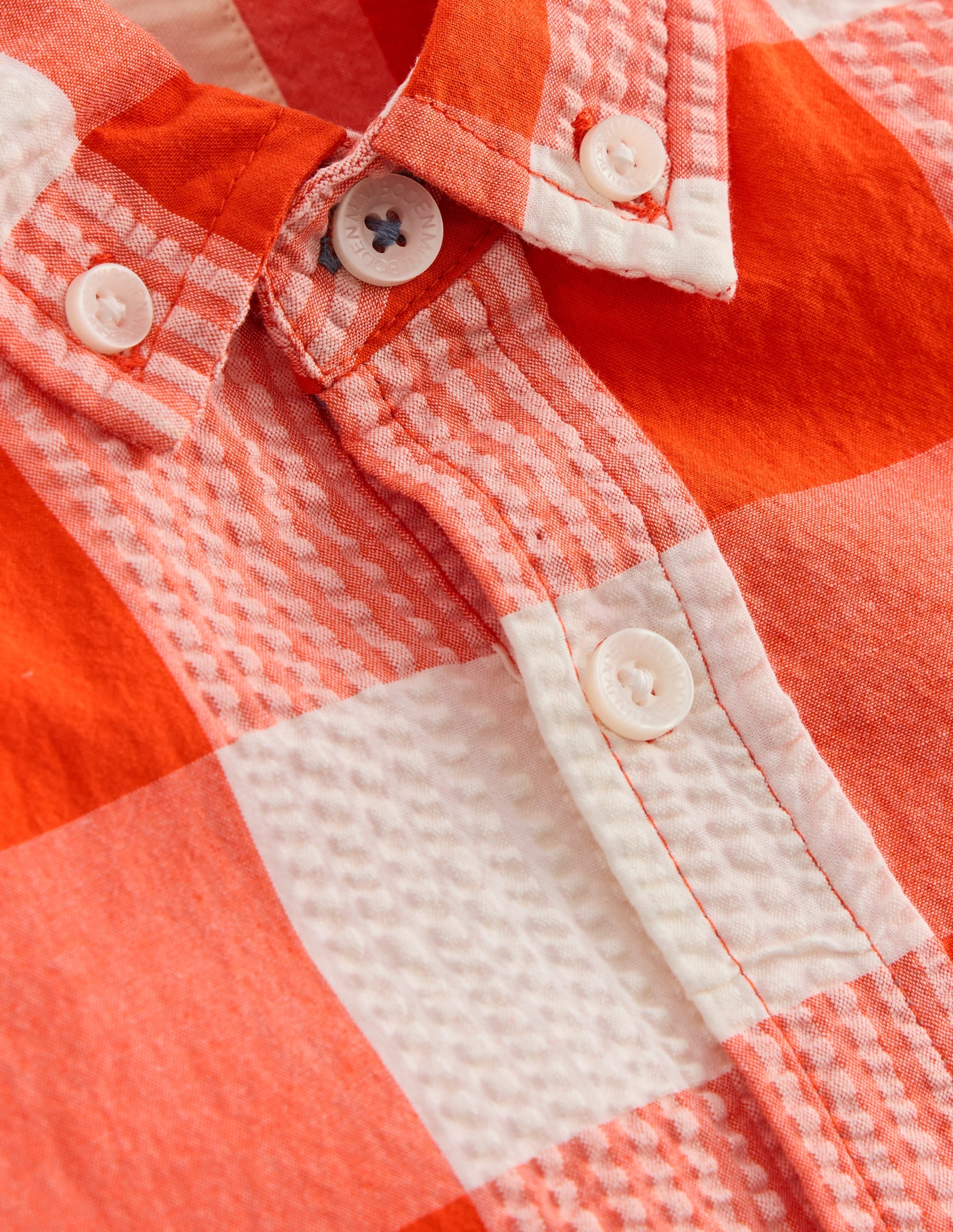 Chemise vichy en coton-Seersucker orange - Image 3