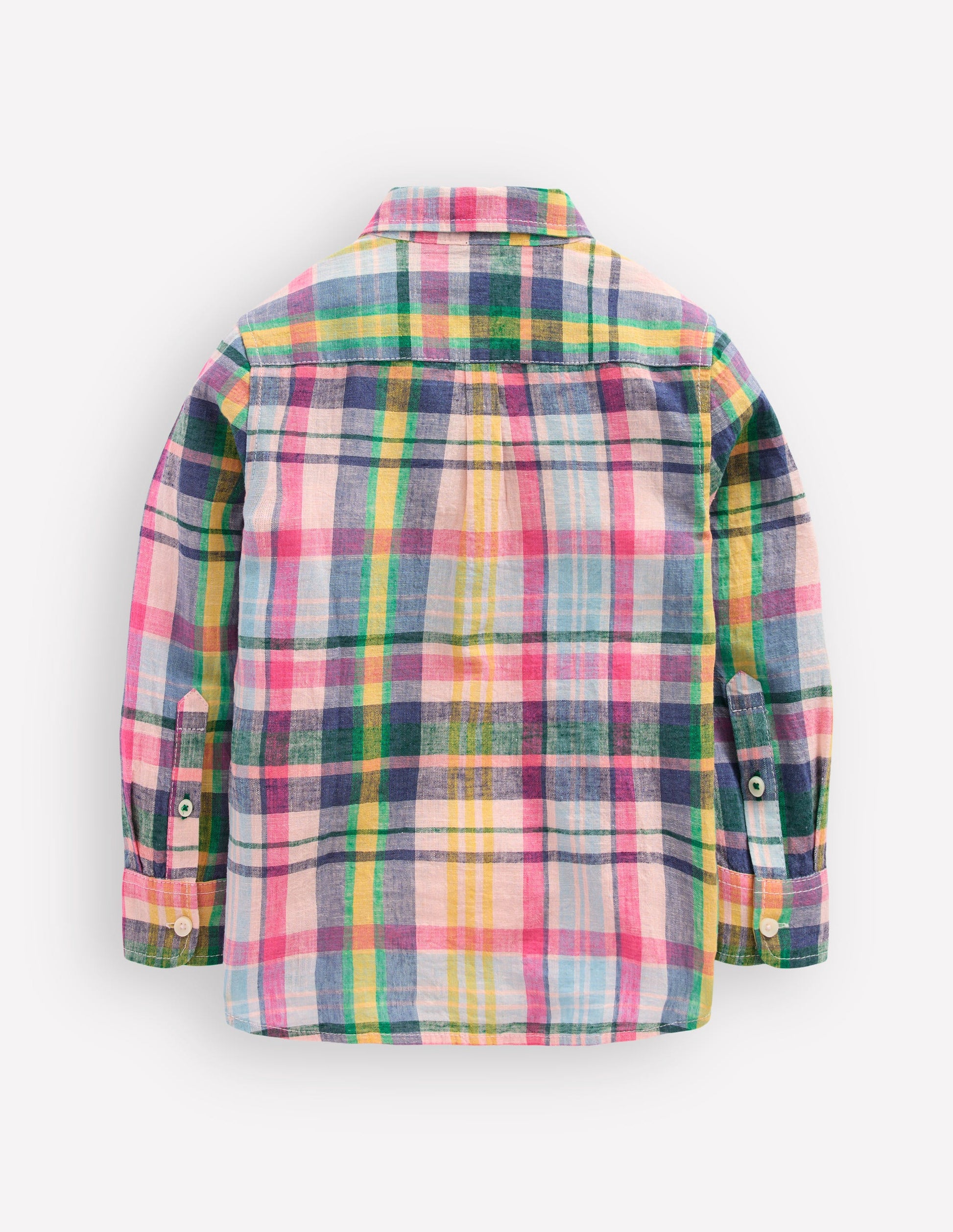 Chemise à manches longues en coton et lin-Écossais Madras-2