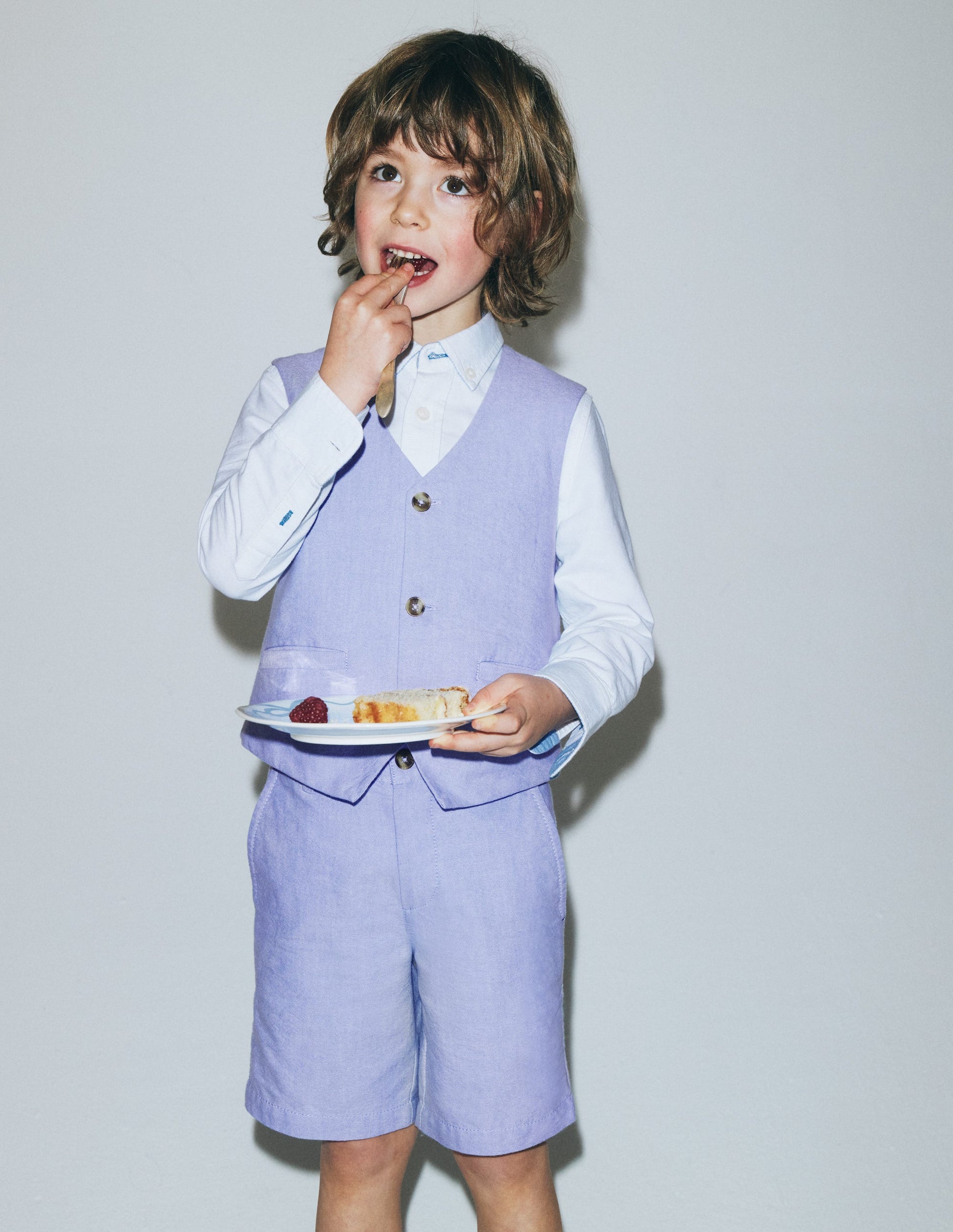 Cotton Oxford Waistcoat-Blue Oxford-1