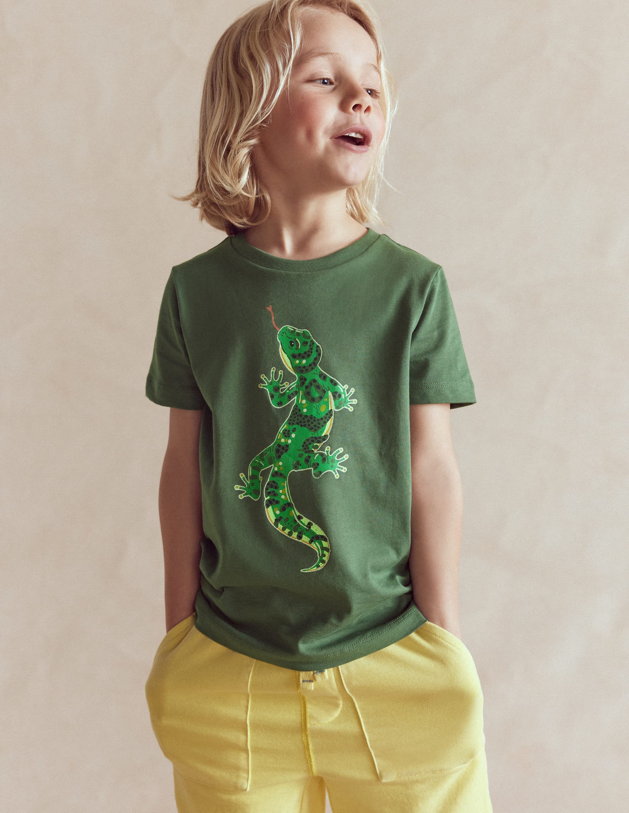 Langarmshirt mit im Dunkeln leuchtender Grafik vorn und hinten-Flaschengrün, Eidechsen-Röntgenbild - Image 1