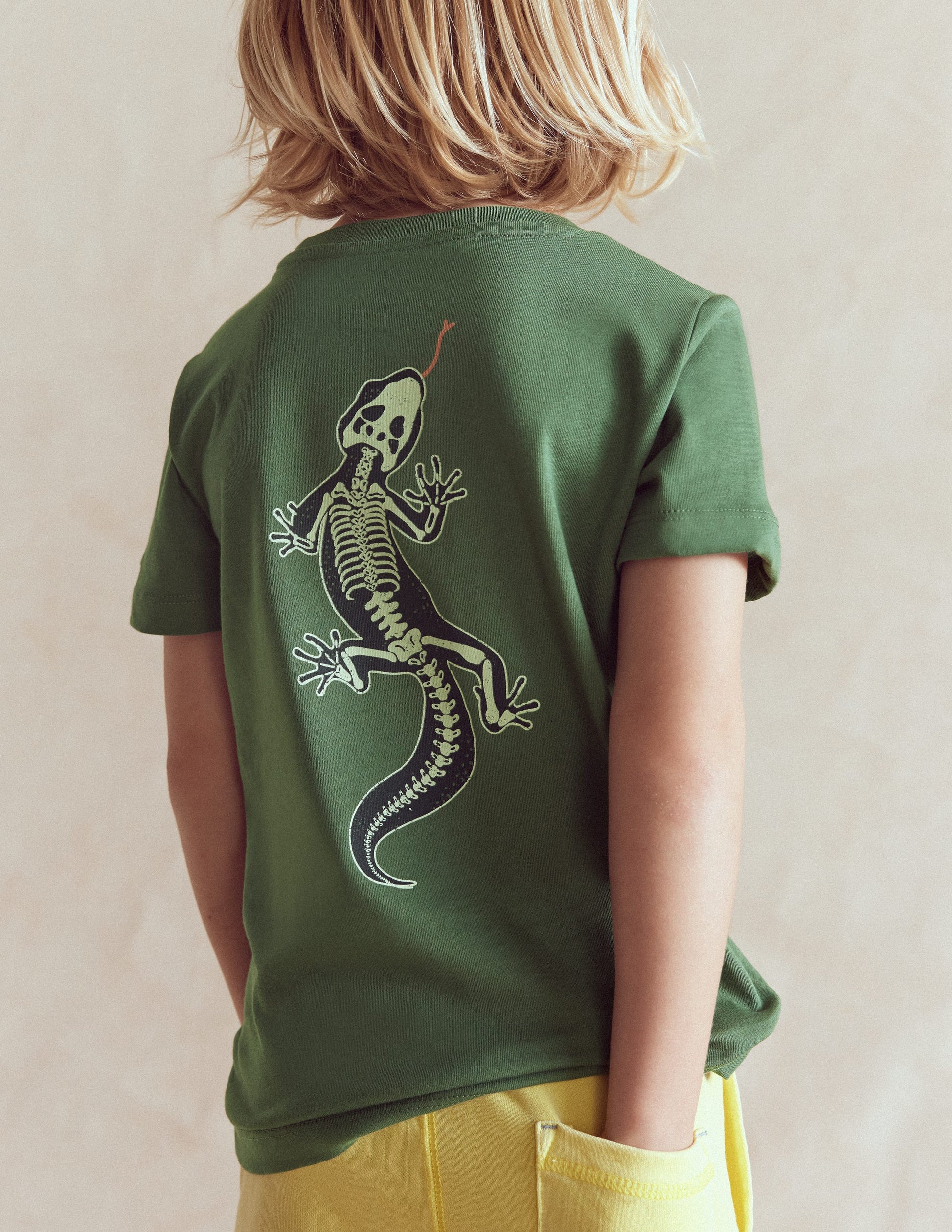 Langarmshirt mit im Dunkeln leuchtender Grafik vorn und hinten-Flaschengrün, Eidechsen-Röntgenbild-2