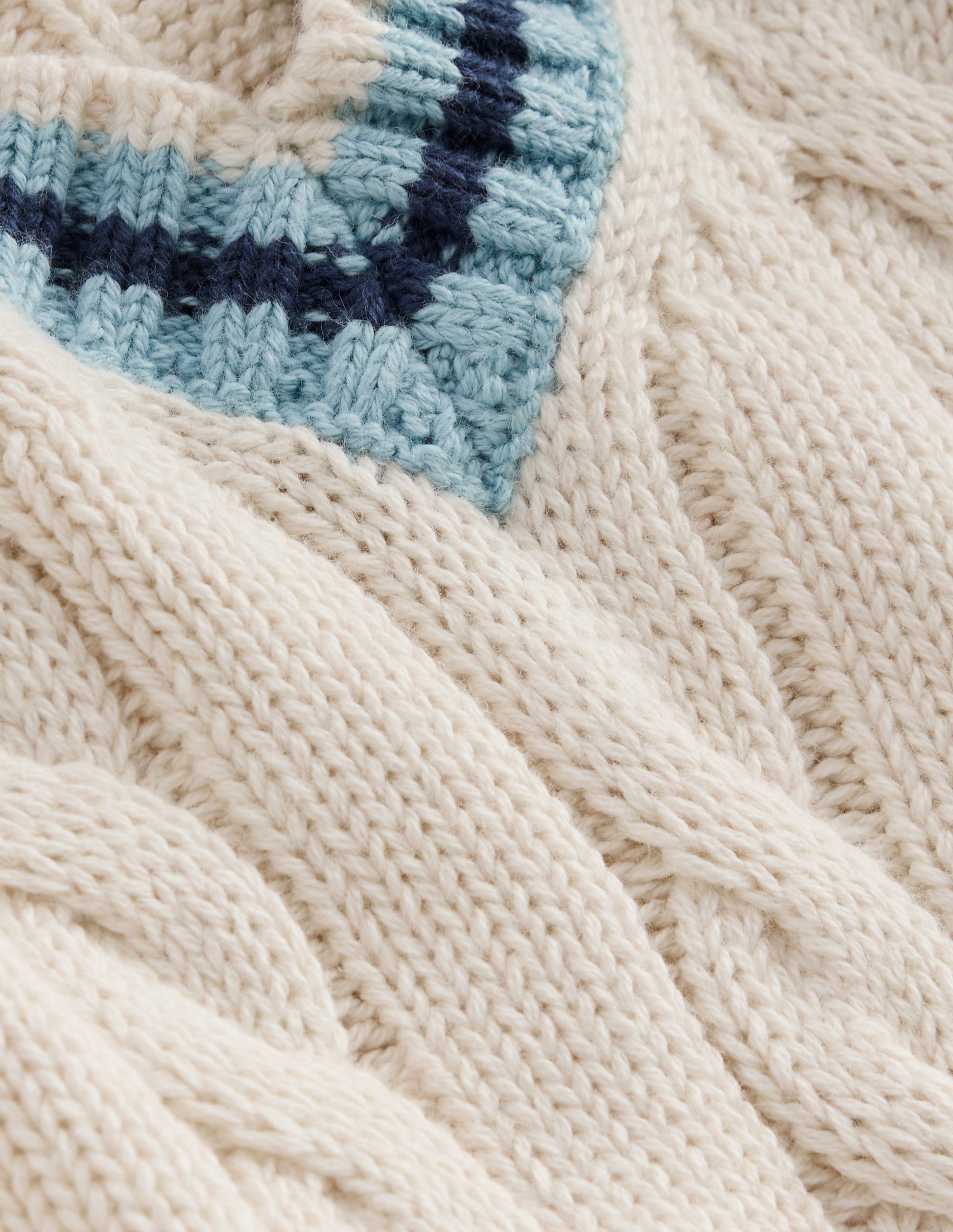 Pullover mit V-Ausschnitt und Zopfmuster-Naturweiß-4