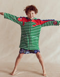 Poncho fun zippé en éponge-Rayé vert caméléon