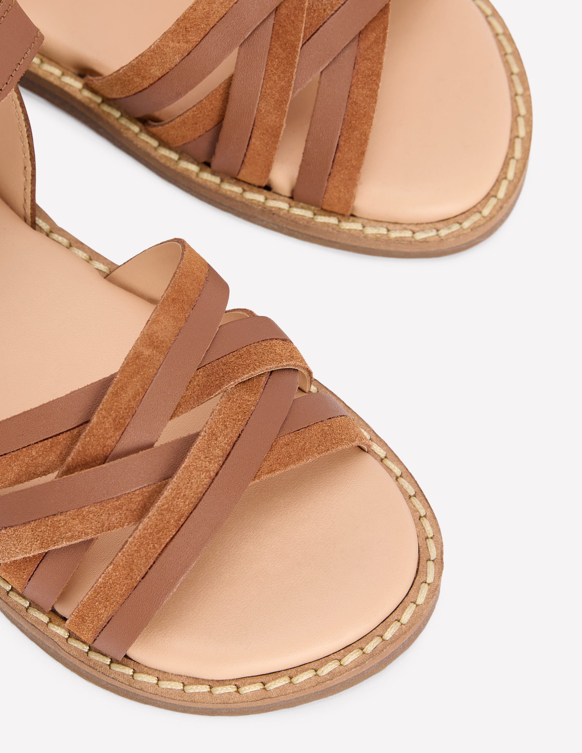 Sandales en cuir à brides croisées-Fauve - Image 3
