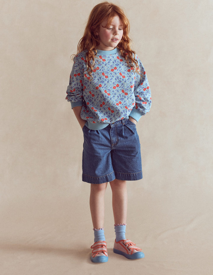 Lange Jeansshorts-Mittlere Mischung Denim