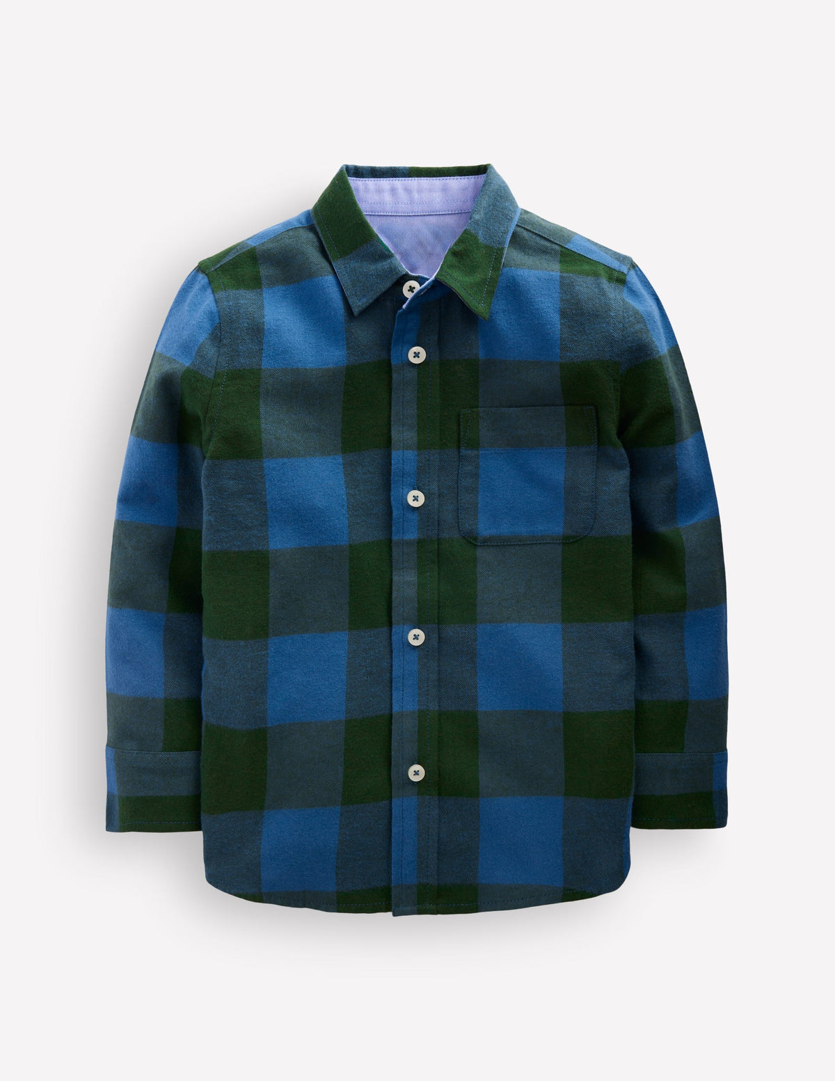 Chemise cosy à carreaux en coton-Carreaux bleu sarcelle et vert-1