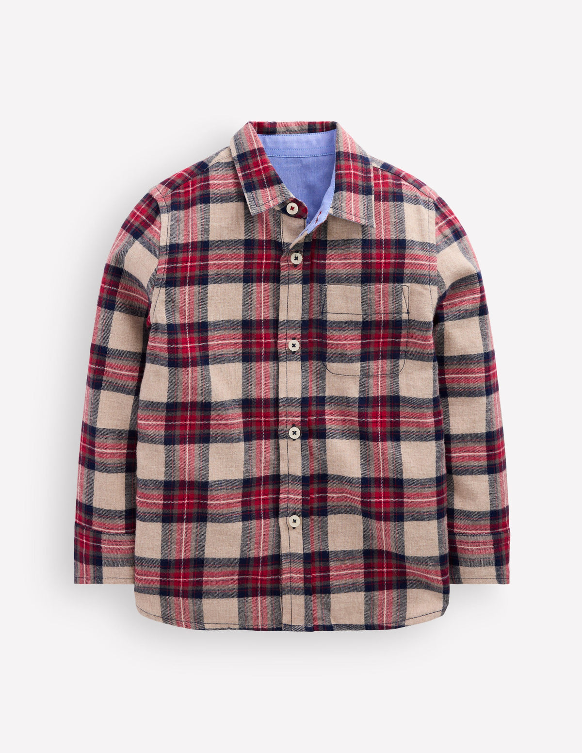 Chemise cosy à carreaux en coton-Carreaux avoine, bleu marine & rouge - Image 2