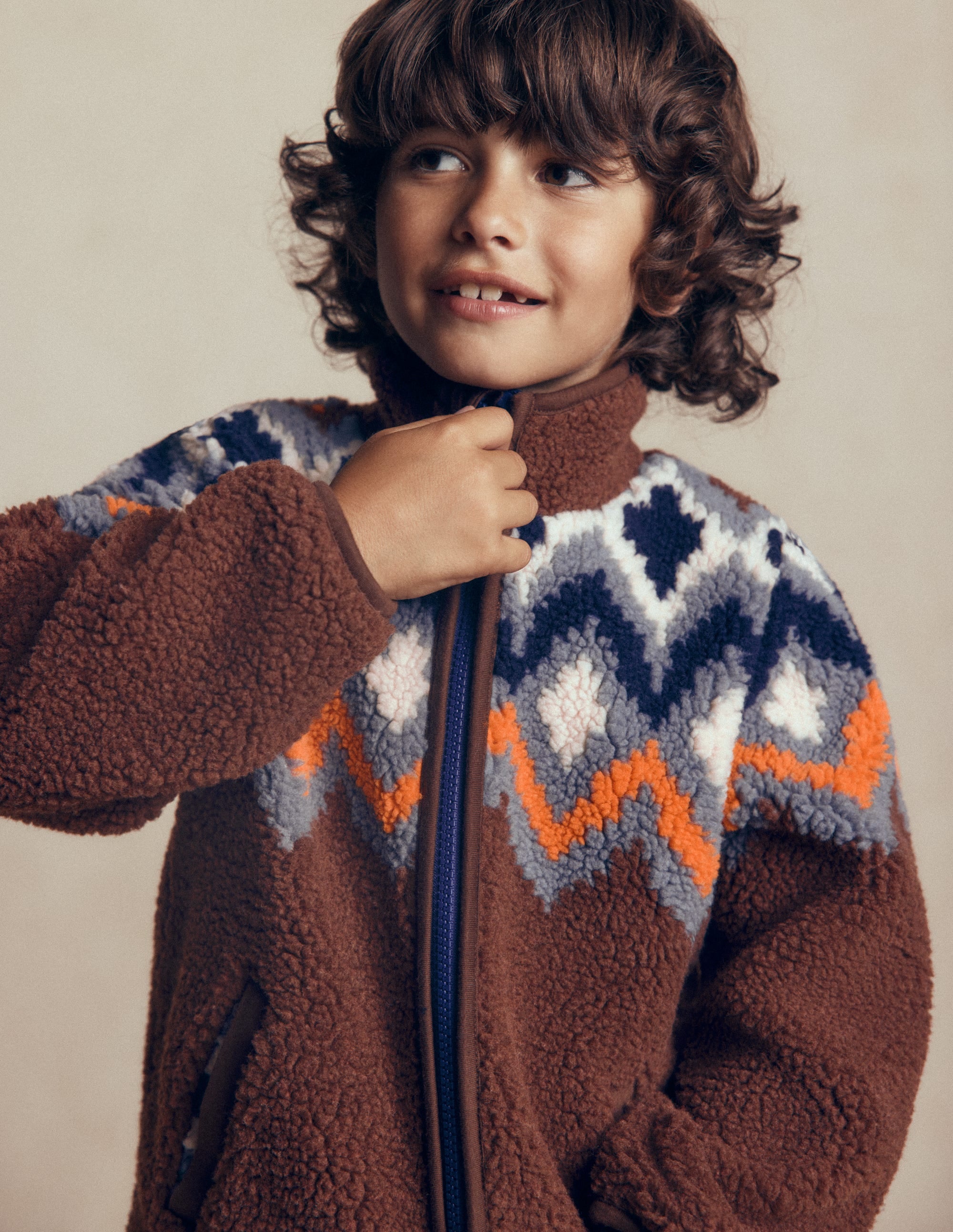 Kuschelige Teddyfell-Jacke-Fair-Isle-Muster - Image 2