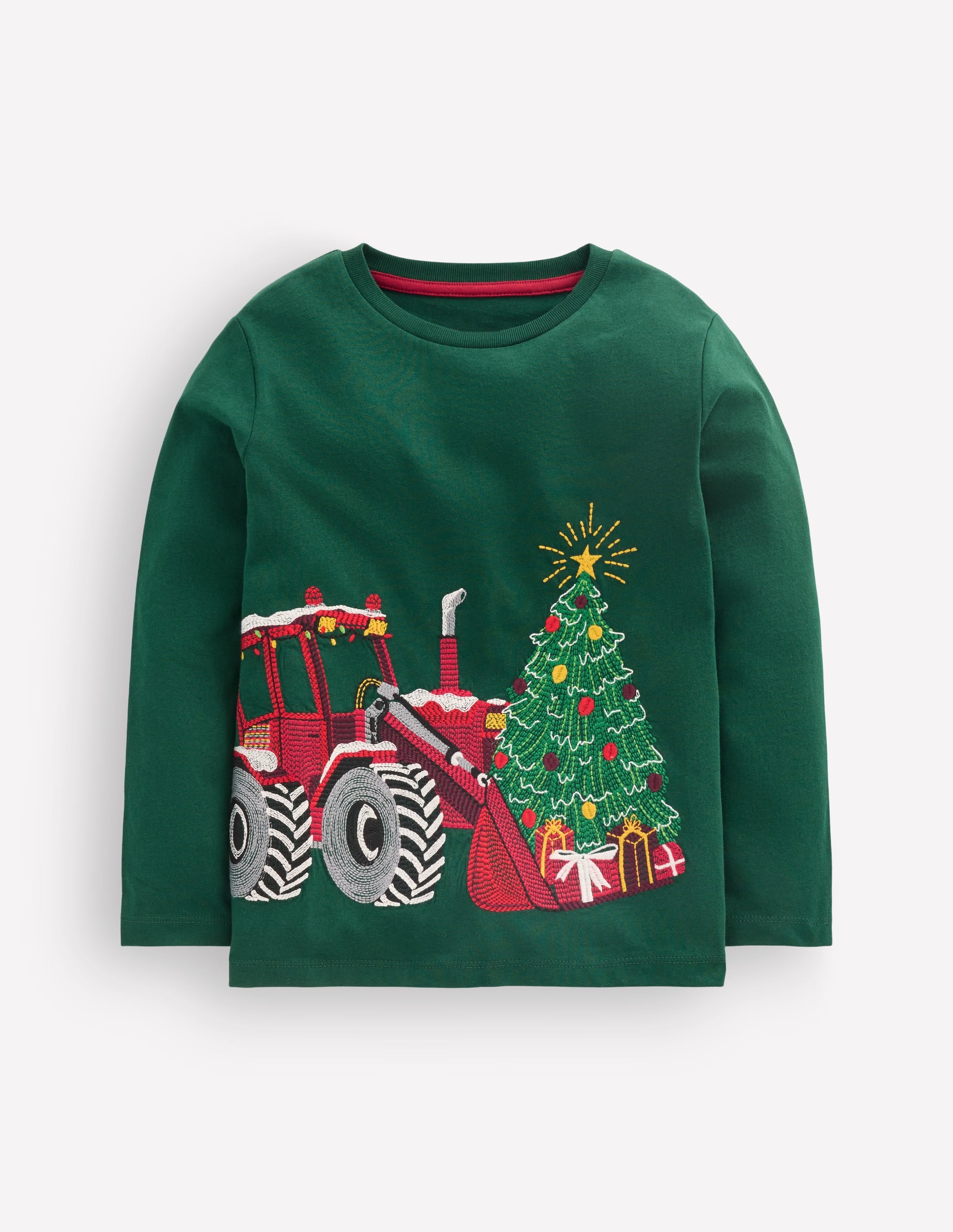 Superstitch Long Sleeve Top-Emerald Christmas Tractor - Image 1
