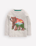 Superstitch Long Sleeve Top-Grey Marl Scenic Bear