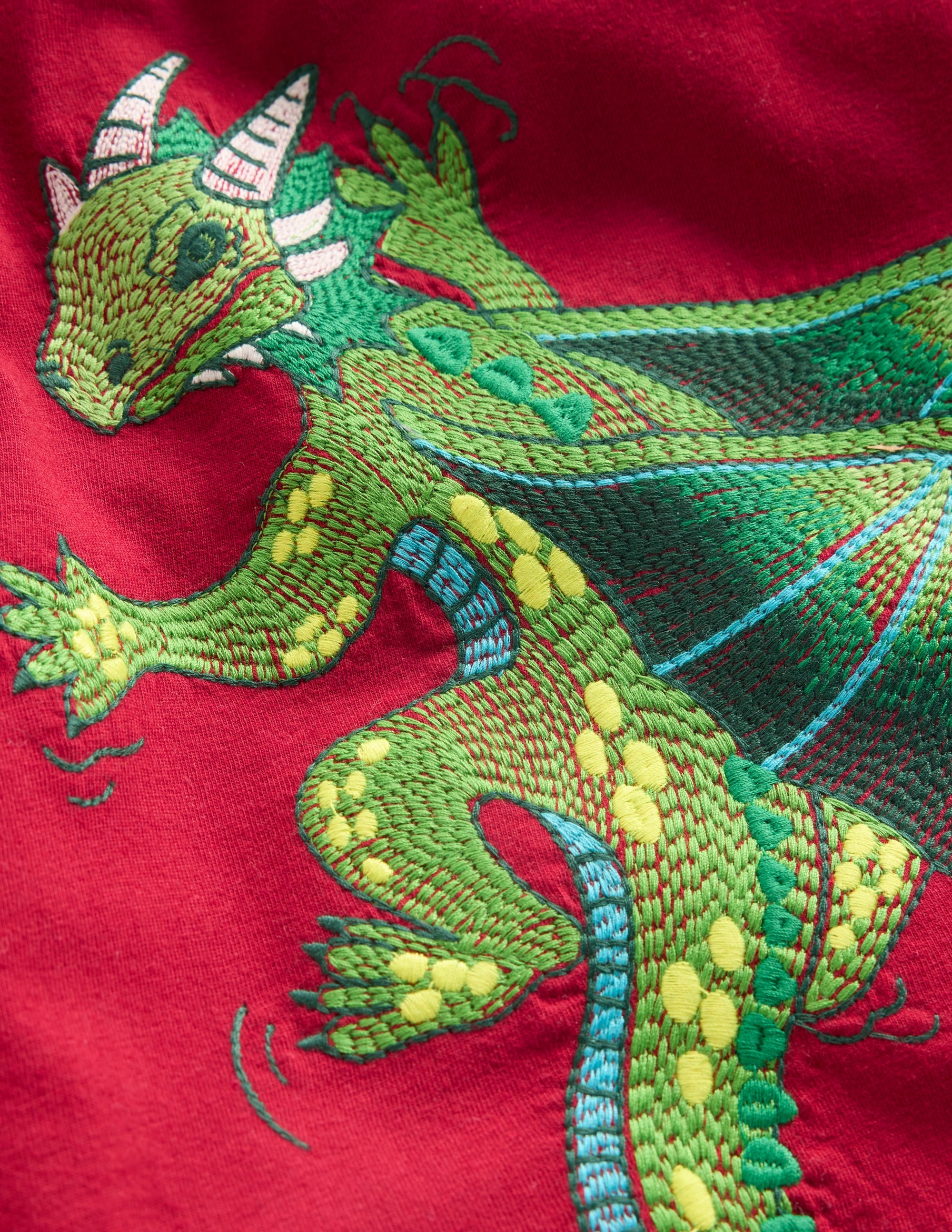 Langärmliges Superstitch-Oberteil-Rubinrot Drache - Image 3