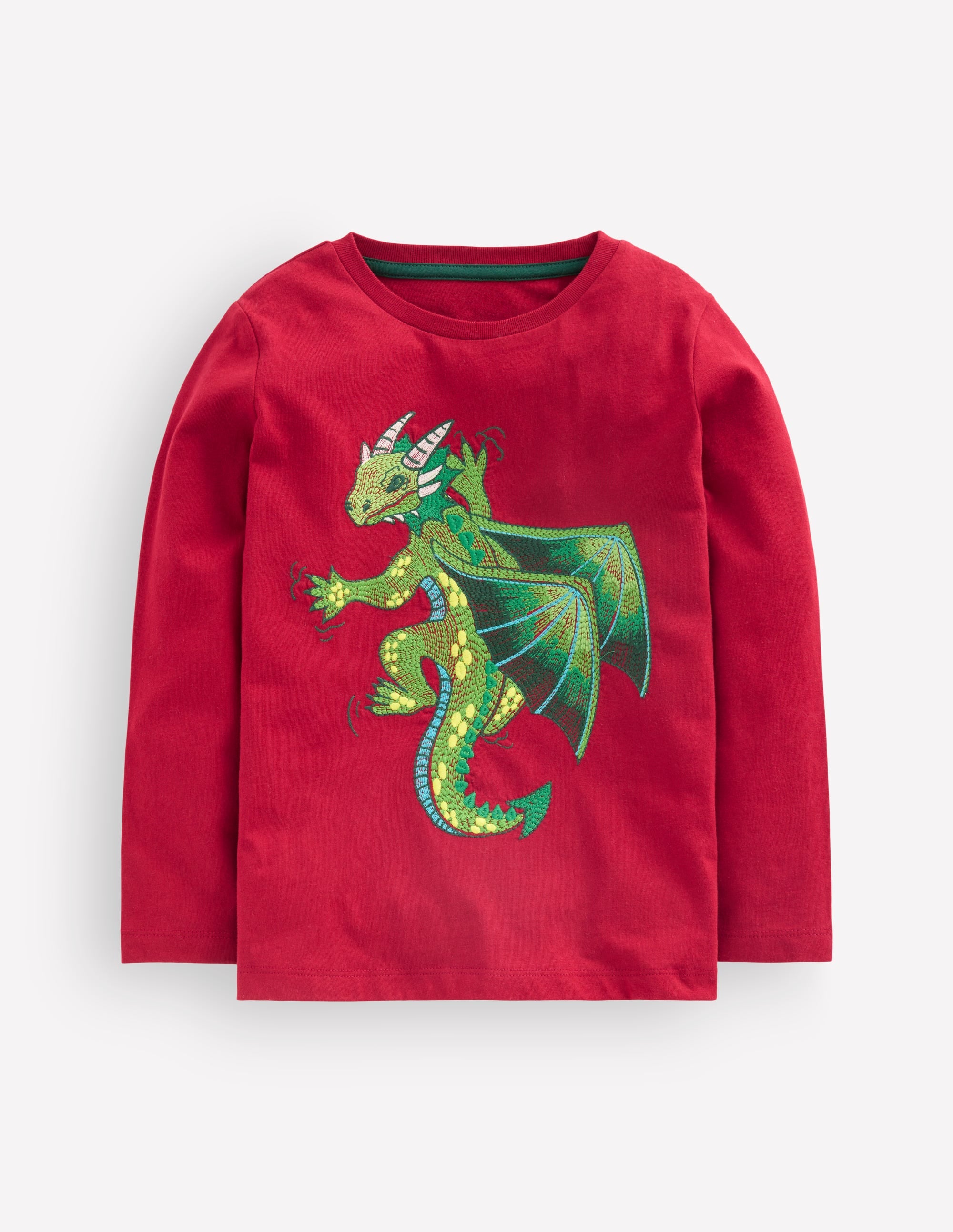 Langärmliges Superstitch-Oberteil-Rubinrot Drache - Image 1