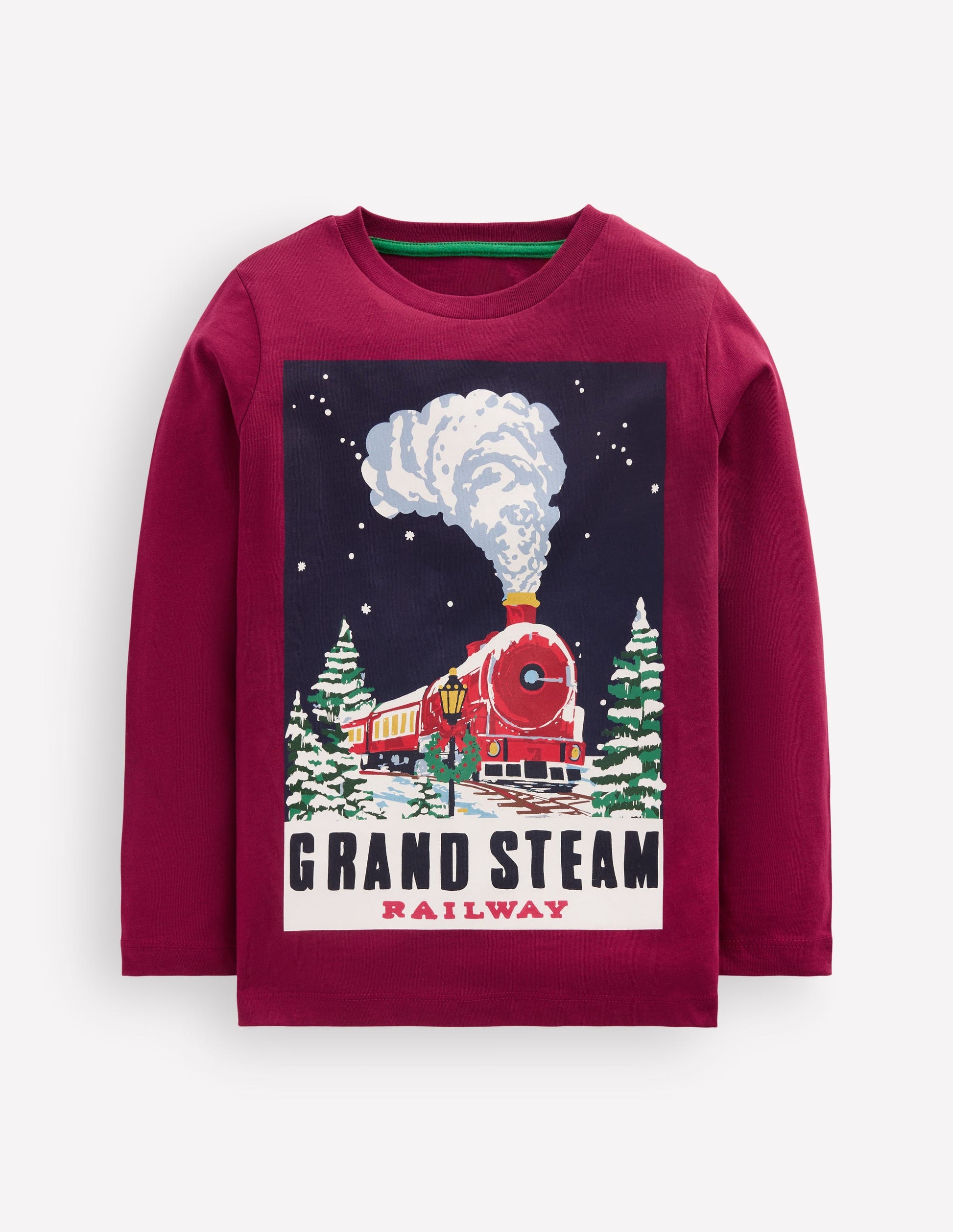 Langarmshirt mit Druck-Rot Dampfzug-2