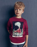 Langarmshirt mit Druck-Rot Dampfzug
