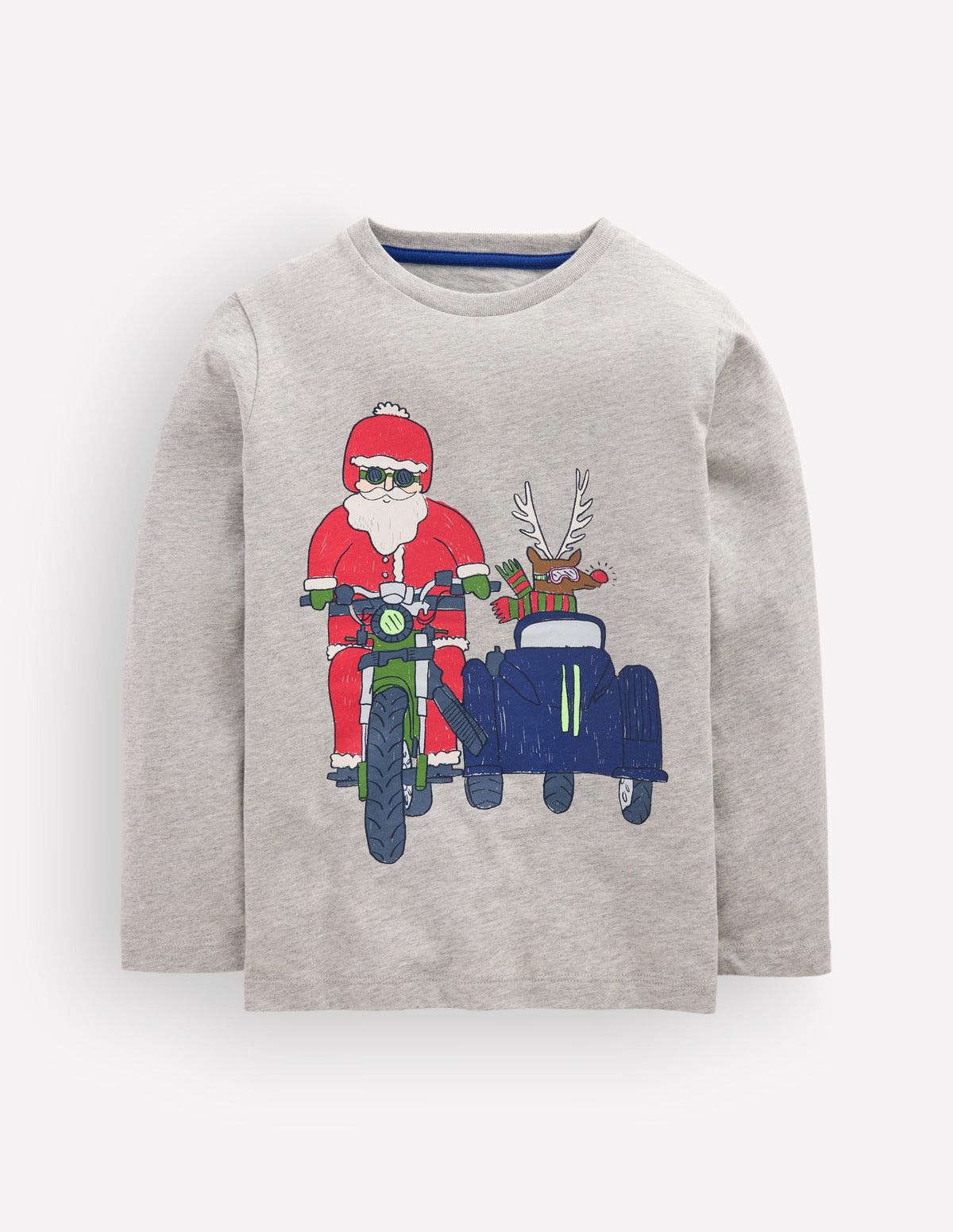 T-Shirt vorne & hinten-Grau Meliert, Motorrad Santa - Image 1