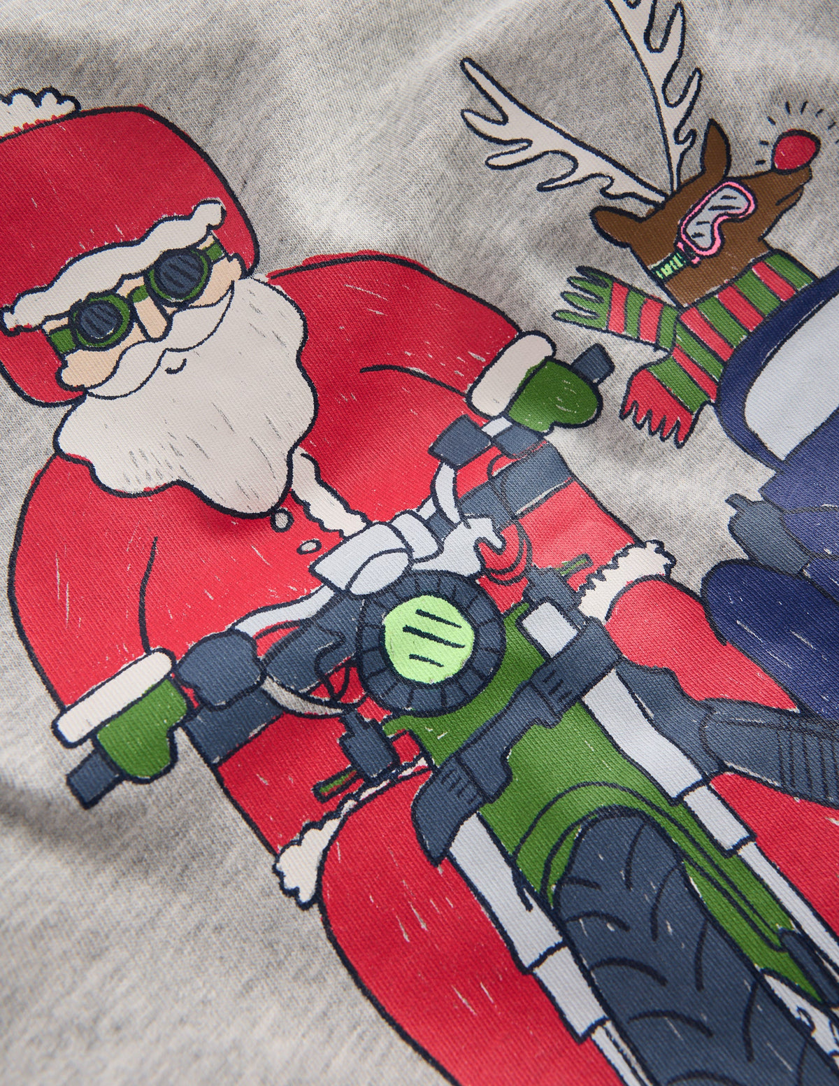 T-Shirt vorne & hinten-Grau Meliert, Motorrad Santa-3