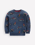 Sweat imprimé pour tous les jours-Motos gris-bleu