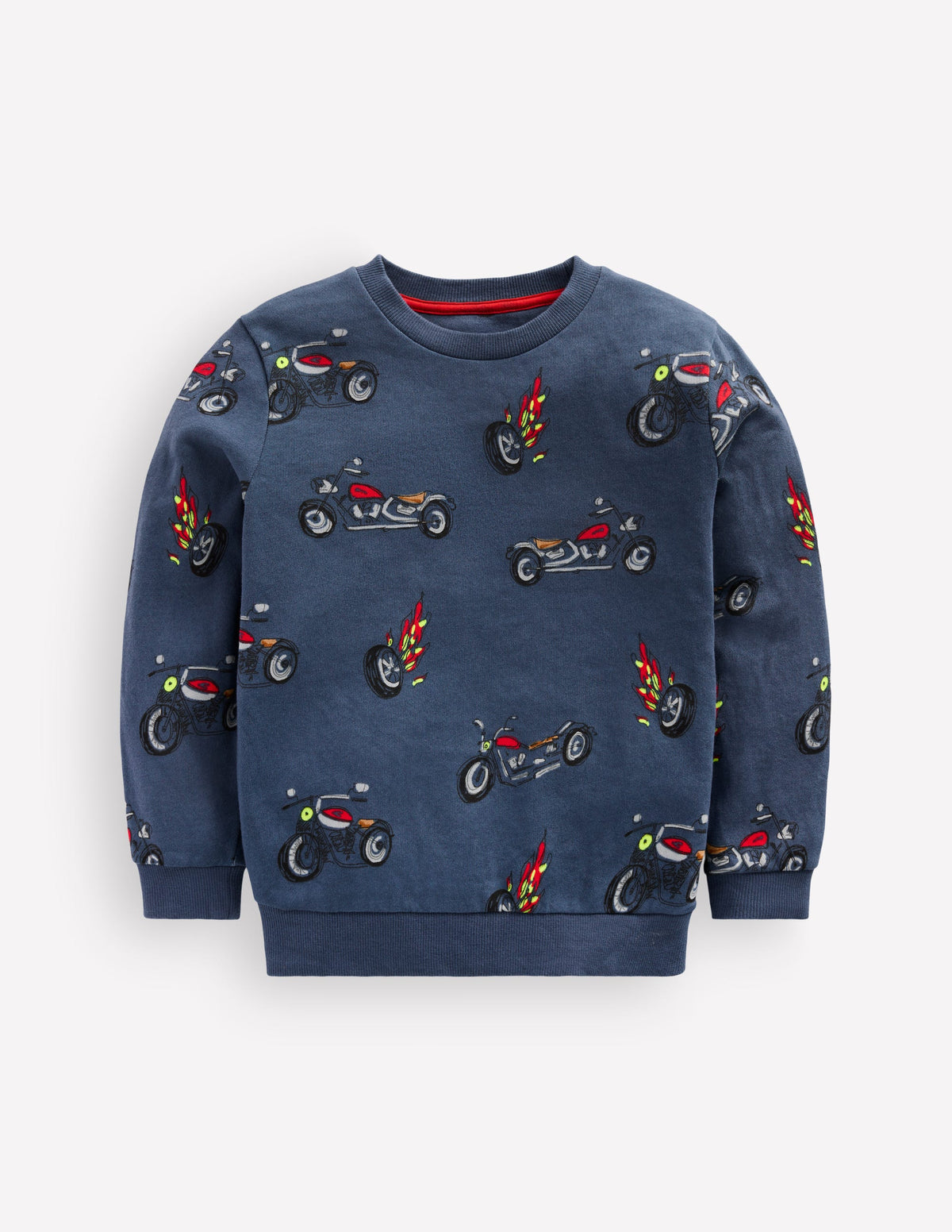 Sweat imprimé pour tous les jours-Motos gris-bleu-1