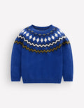 Fair-Isle-Pullover-Blau