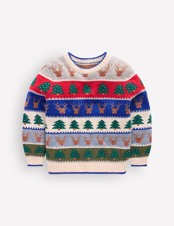 Fair-Isle-Pullover-Bunt, Weihnachtsmotiv
