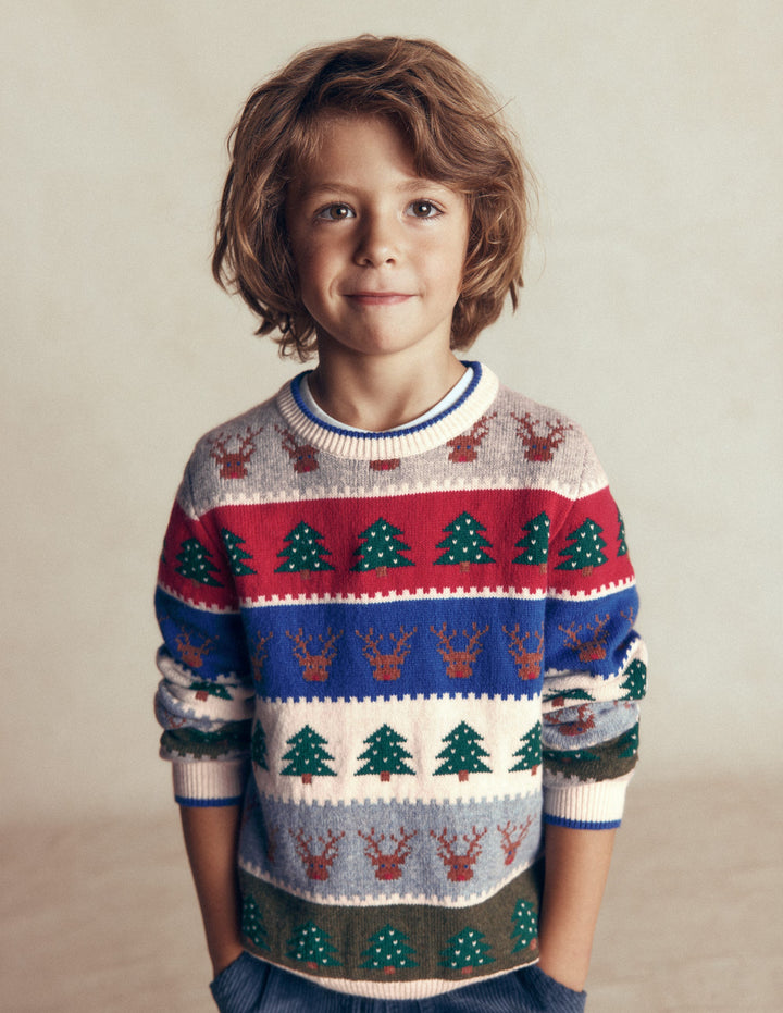 Fair-Isle-Pullover-Bunt, Weihnachtsmotiv