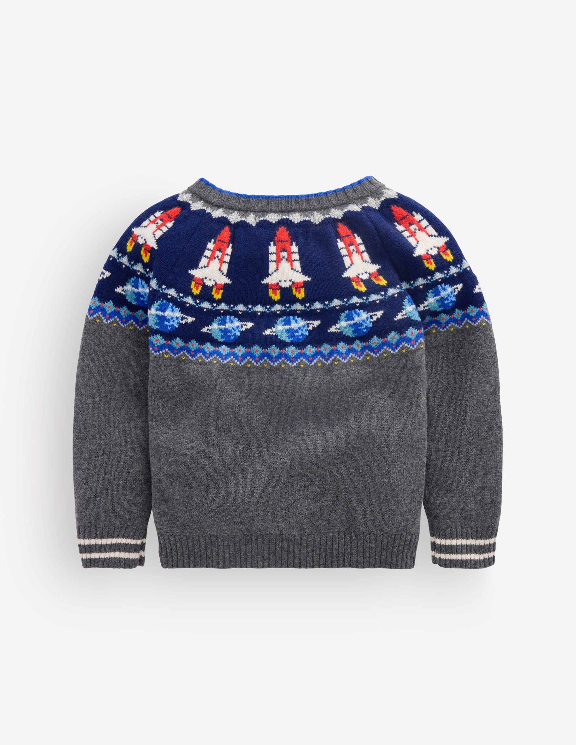 Fair-Isle-Pullover-Anthrazit Meliert Weltall - Image 2
