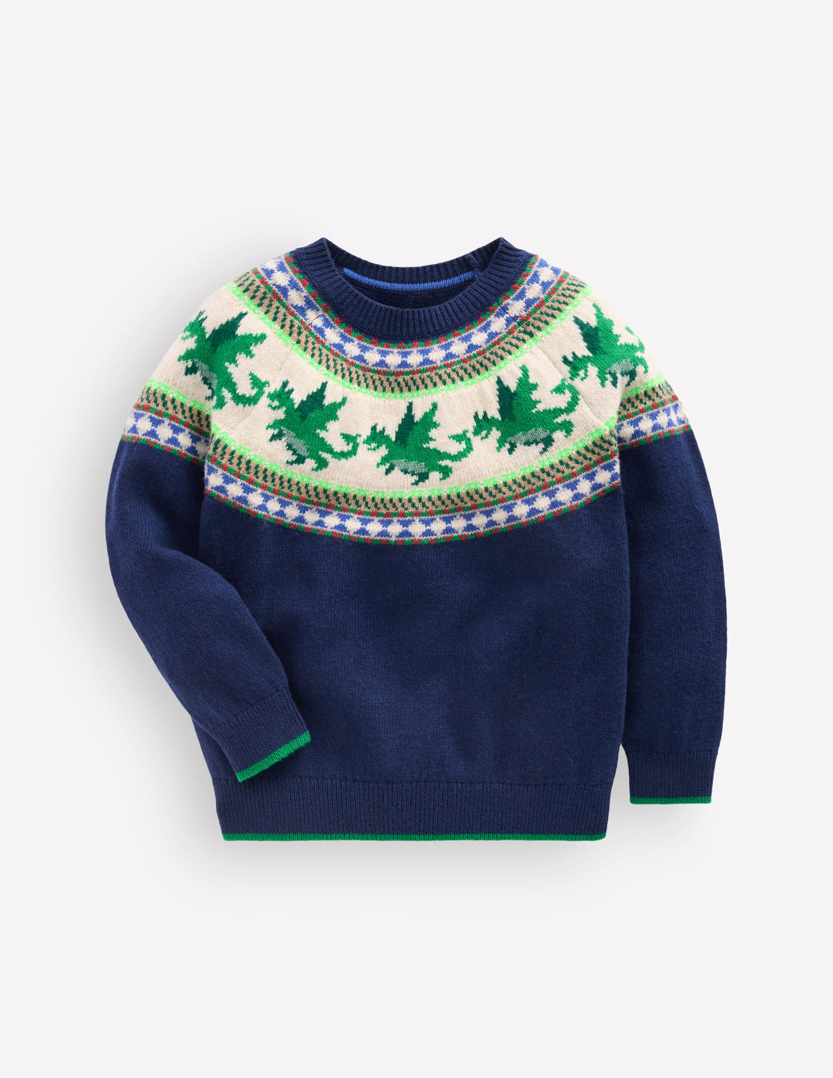 Fair-Isle-Pullover-Schuluniform-Marineblau Drachen-1