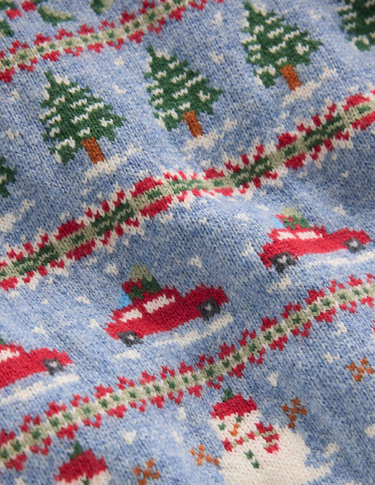 Fair-Isle-Pullover-Gletscherblau Weihnachtsautos-4