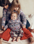 Fair-Isle-Pullover-Gletscherblau Weihnachtsautos