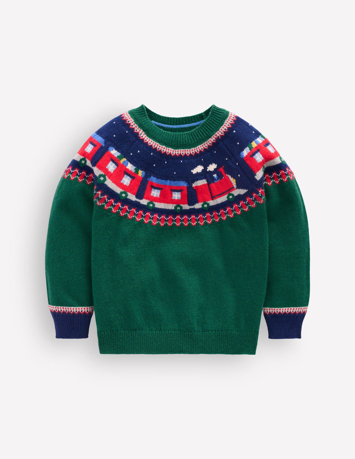 Fair Isle Jumper-Jewel Green Train-1