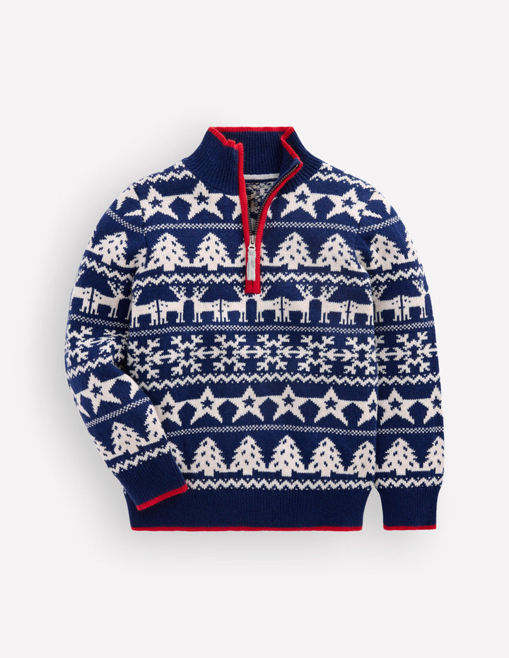 Klassischer Pullover mit halblangem Reißverschluss-Festlich