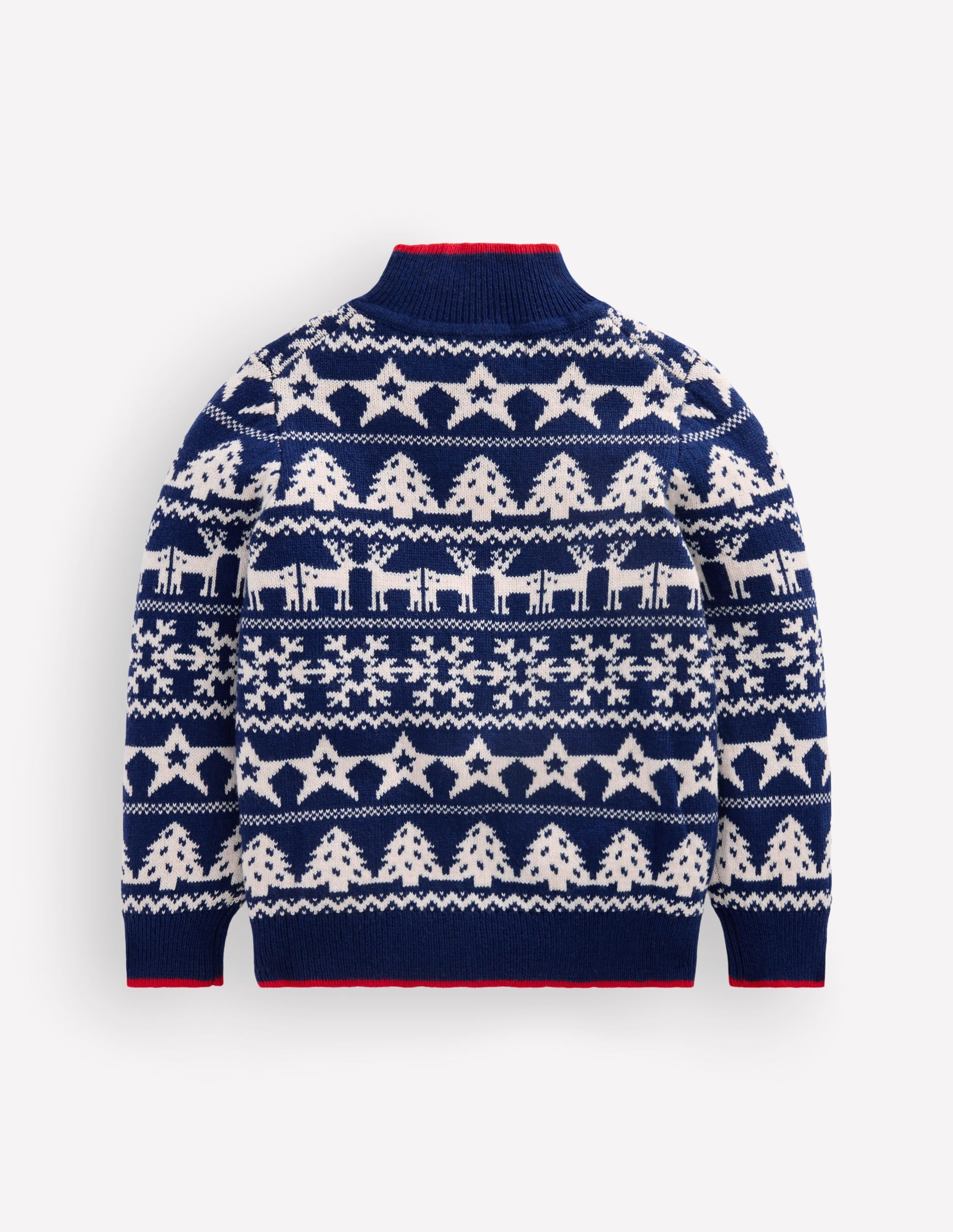 Klassischer Pullover mit halblangem Reißverschluss-Mittelalterliches Blau/Naturweiß Weihnachten - Image 2