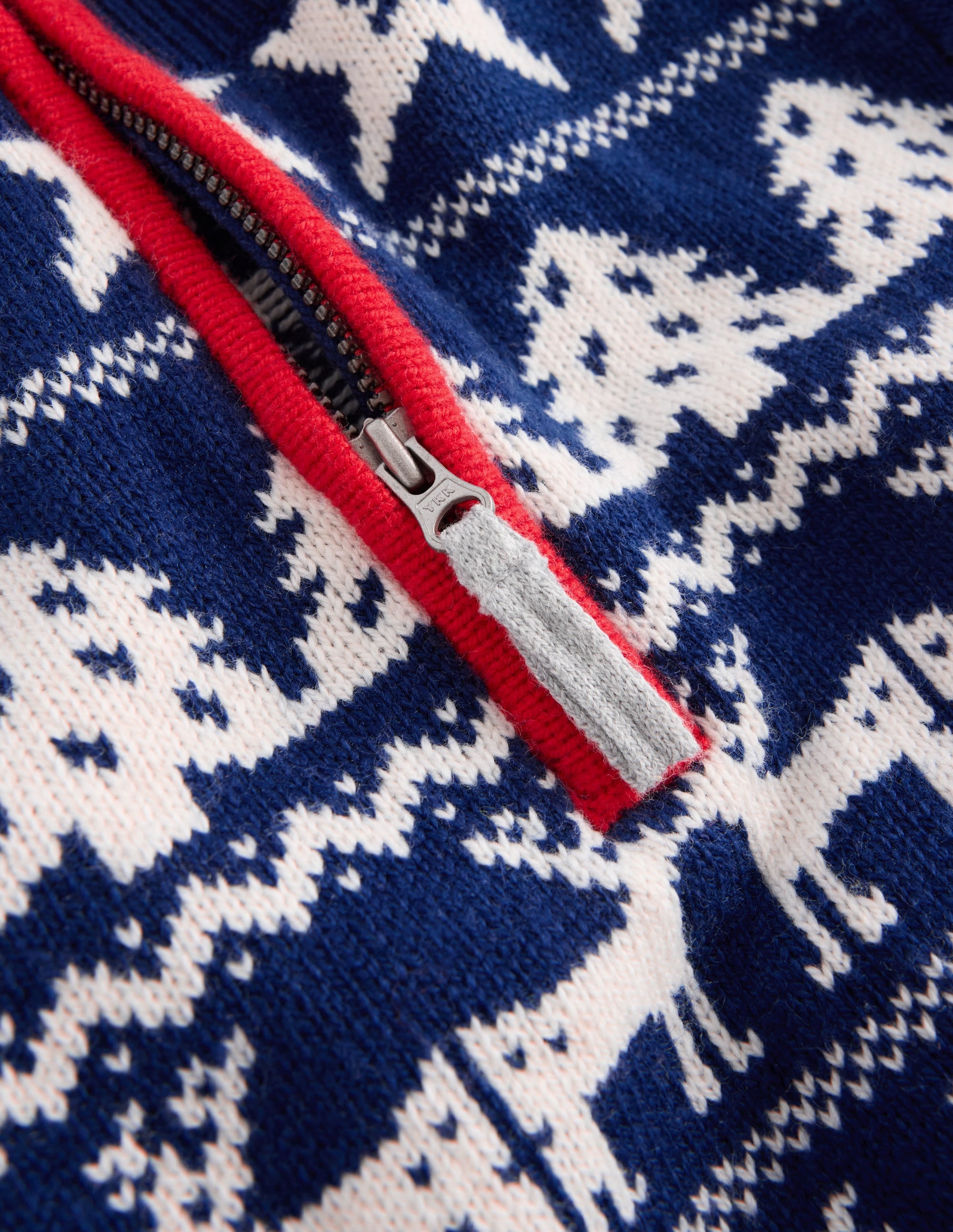 Klassischer Pullover mit halblangem Reißverschluss-Mittelalterliches Blau/Naturweiß Weihnachten - Image 3