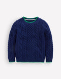 Klassischer Pullover mit Zopfmuster-Schuluniform-Marineblau